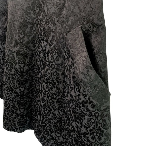 ZARA Sleeveless Embossed Jacquard V Neck Dress Pockets Zipup XS Black #2666 - Picture 9 of 12